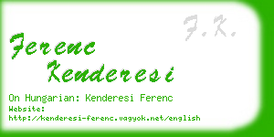 ferenc kenderesi business card